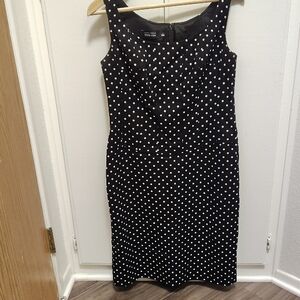 Rickie Freeman for Teri Jon Black and White Polka Dot Midi Dress